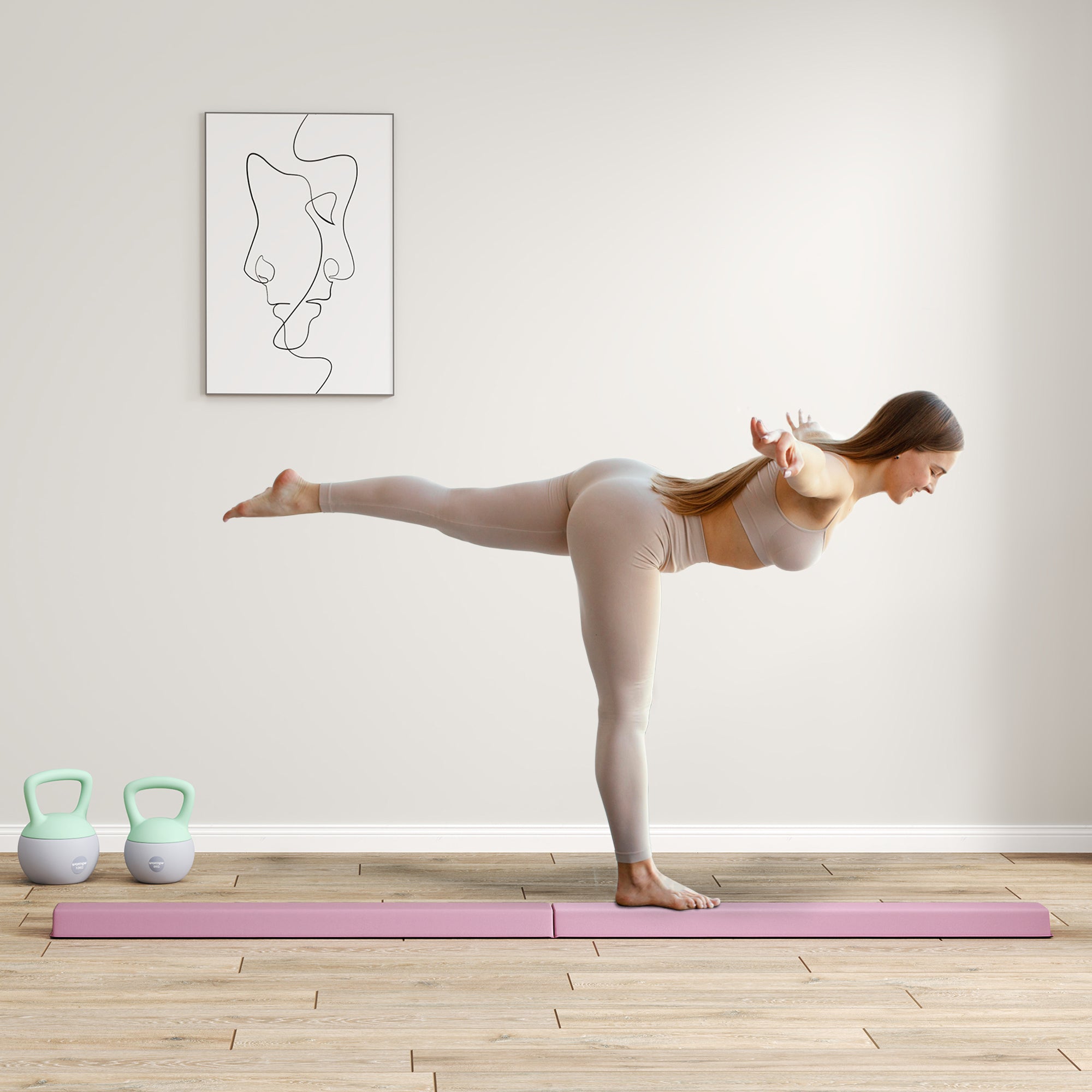 Balance Beam, Foldable Non-Slip Gymnastics, Pink