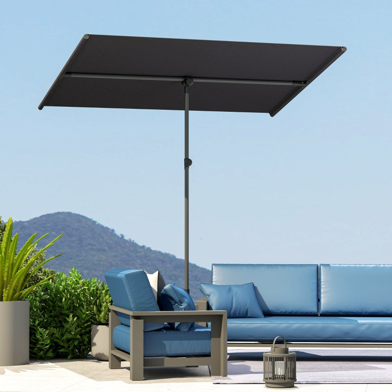 Parasol, 180 Degree Rotatable Height Adjustable Garden Umbrella with Aluminum Pole, Dark Gray