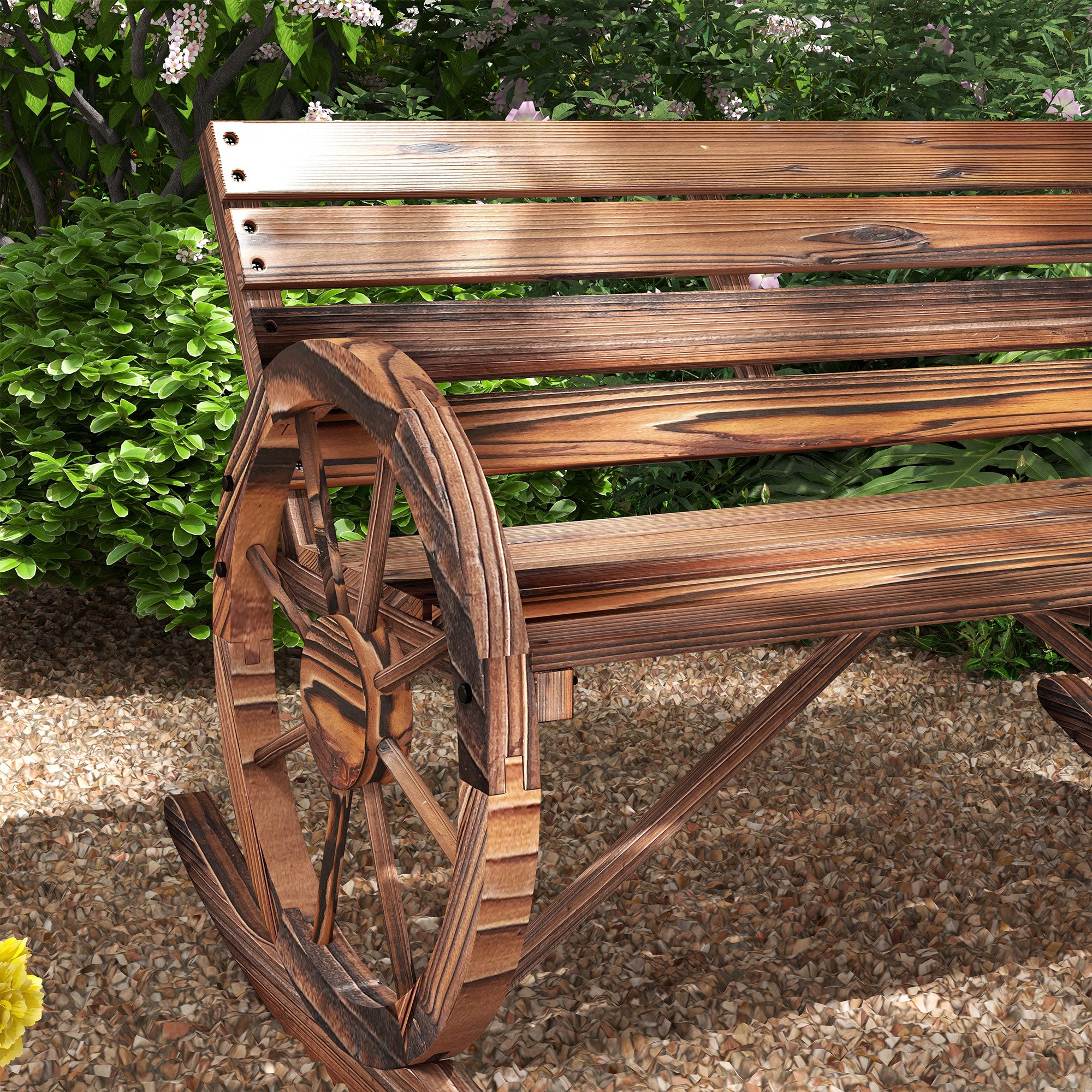 Wooden Swing Bench 2-Seater with Armrests 240kg Charred Wood Design