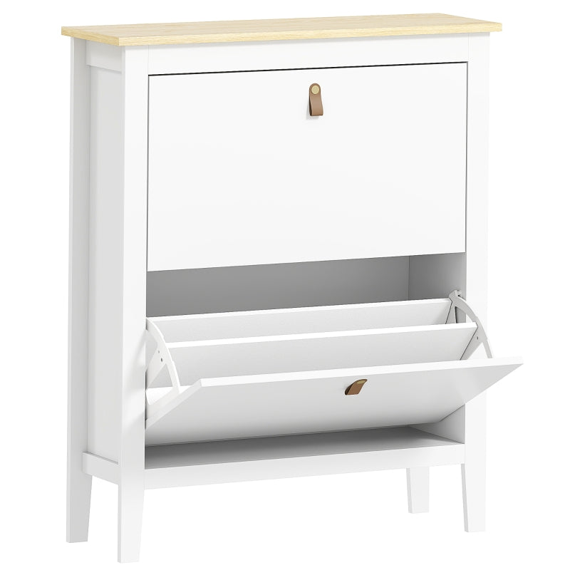 Modern Two-Drawer Shoe Cabinet - White