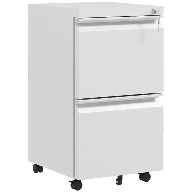 2-Drawer Mobile Filing Cabinet Lockable for Letter A4 Legal Size, Steel White