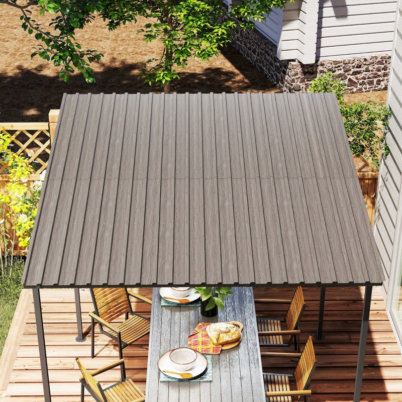 Set of 12 Corrugated Steel Roof Sheet Panels, Grey Wood Effect