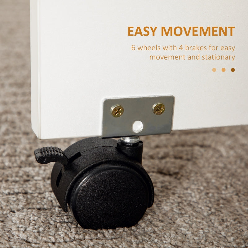 Multi-Storage Drop Leaf Dining Table, Six-Person Extendable, White