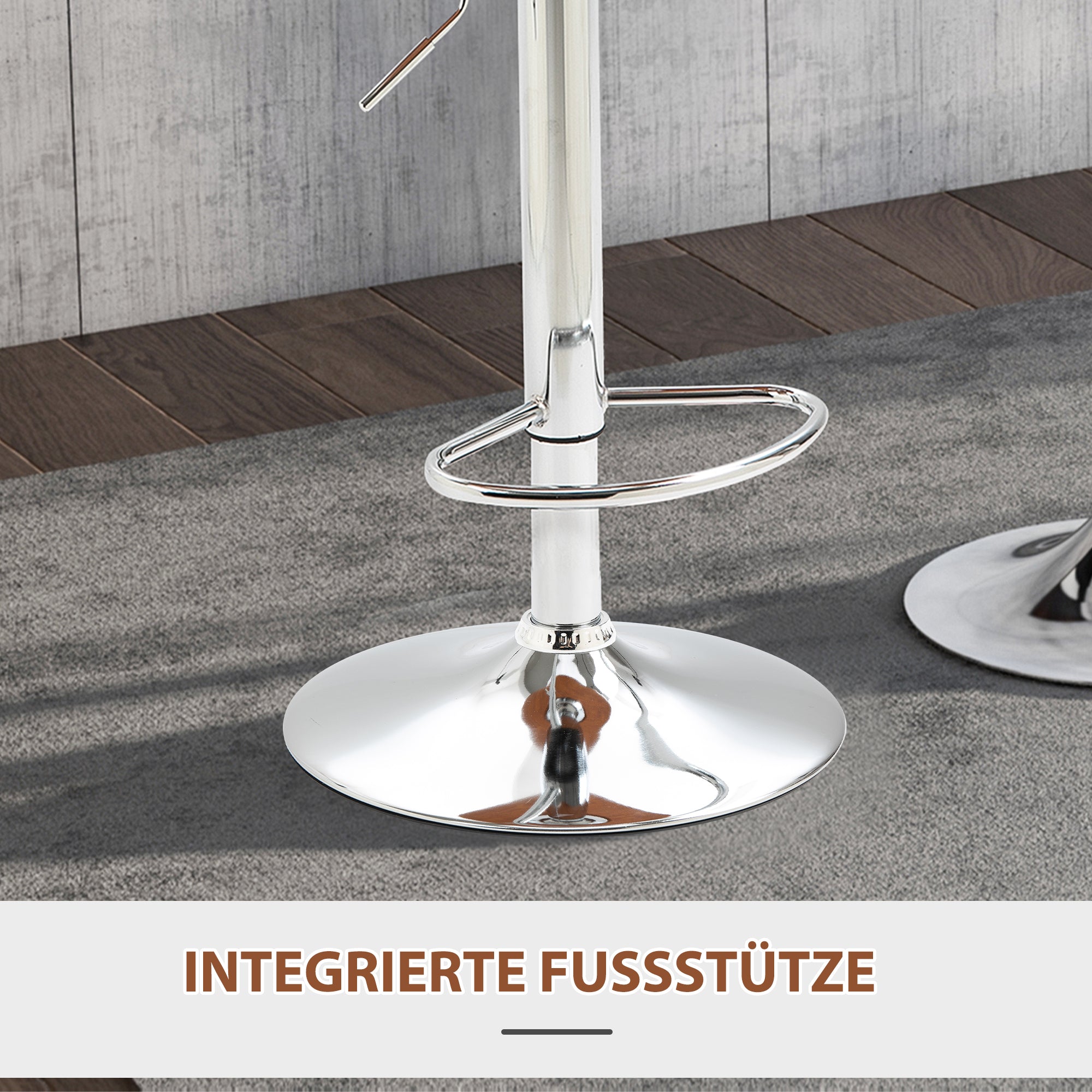 Kitchen Bar Stool Set of 2, Height-Adjustable Swivel with Footrest & Backrest, Faux Leather Black