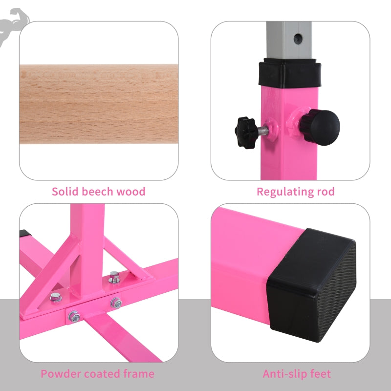 Gymnastics Horizontal Bar, Height Adjustable Kids Junior Kip Fitness, Pink