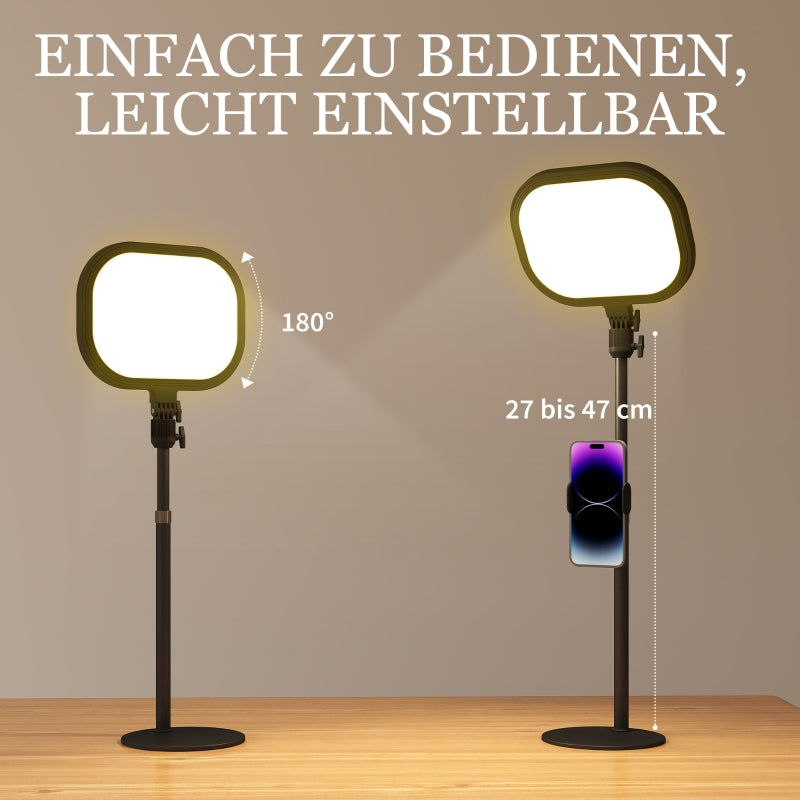 Table lamp with phone holder, 5 color modes, 10 brightness levels, memory function, metal, black