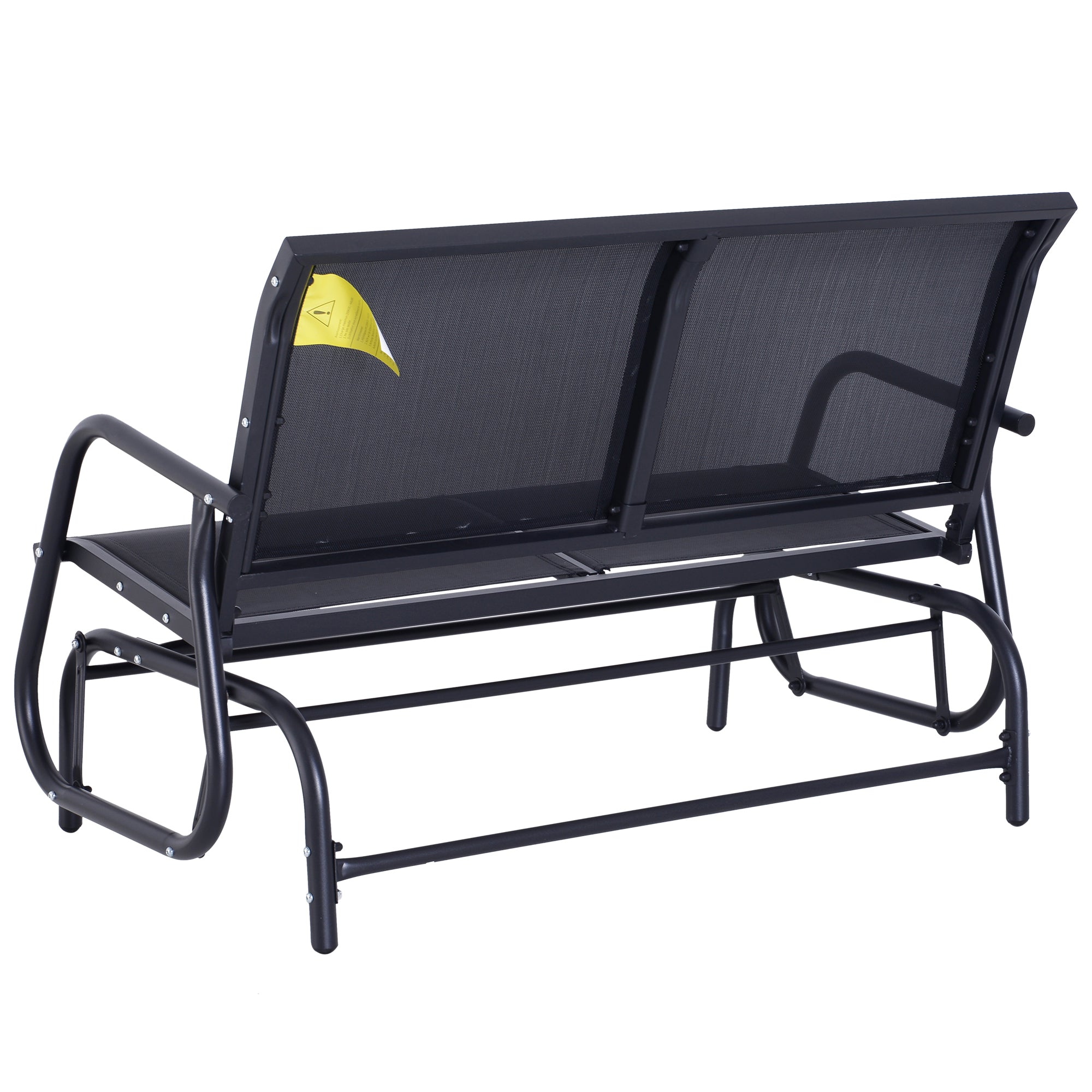 Rocking Chair 2-Seater Garden Swing Park Bench Metal, Black 120 x 70 x 88 cm