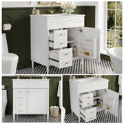 Bathroom Vanity Unit with Sink and 2 Storage Drawers, White