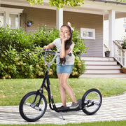 Children's Scooter with Pneumatic Tires, Height Adjustable, Black