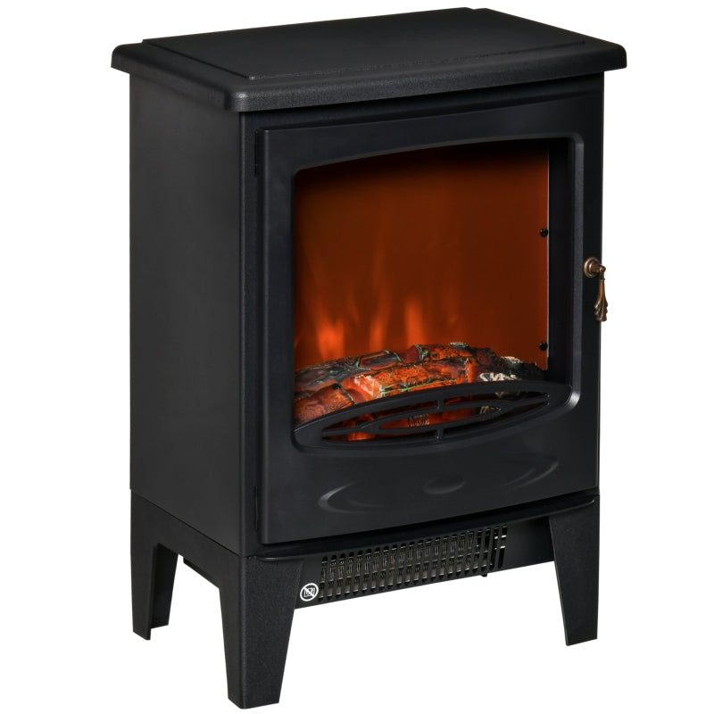 Electric Fireplace Stove, Free standing Heater, LED Flame Effect, 900W/1800W, Black