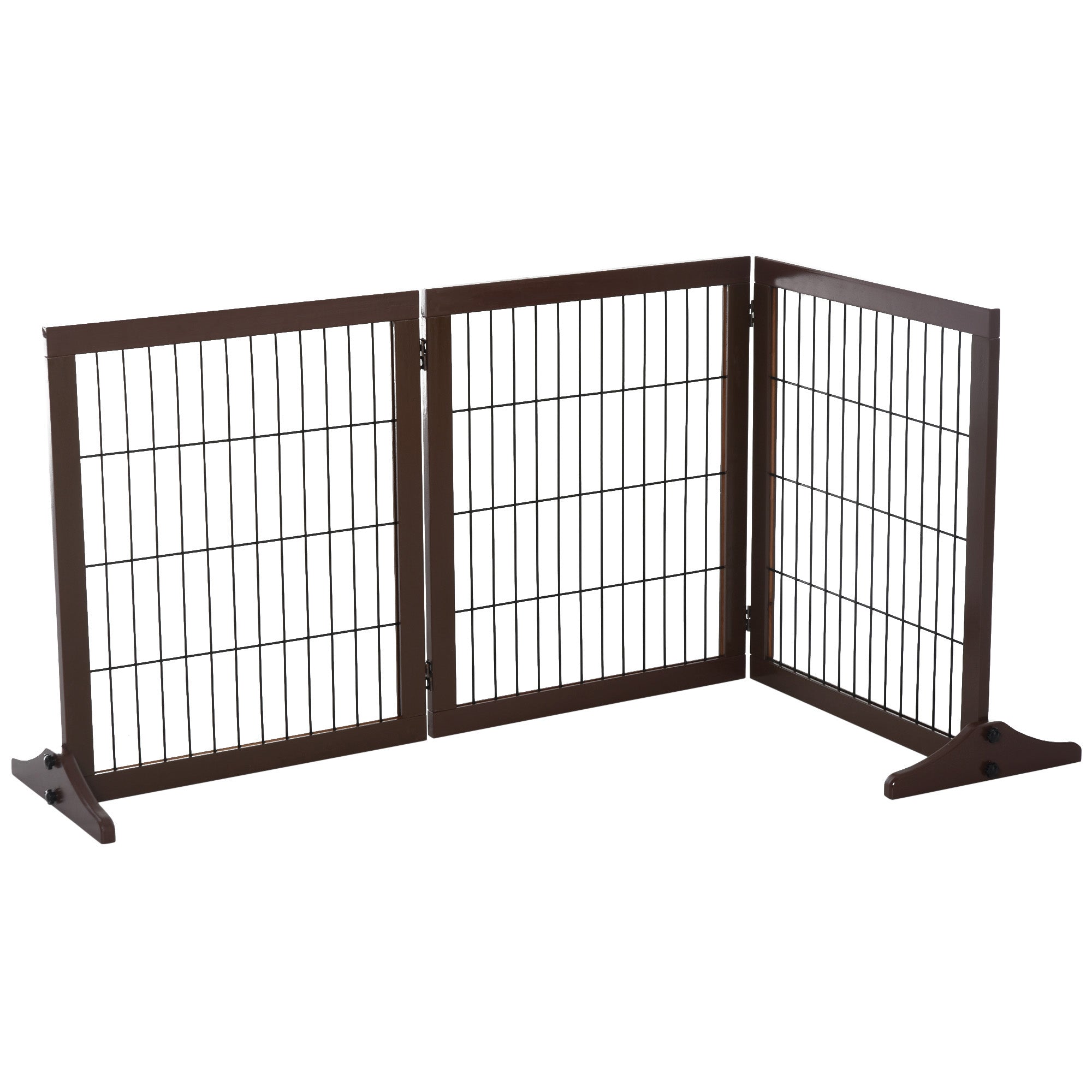 Dog Gate, Freestanding, Pinewood, Brown