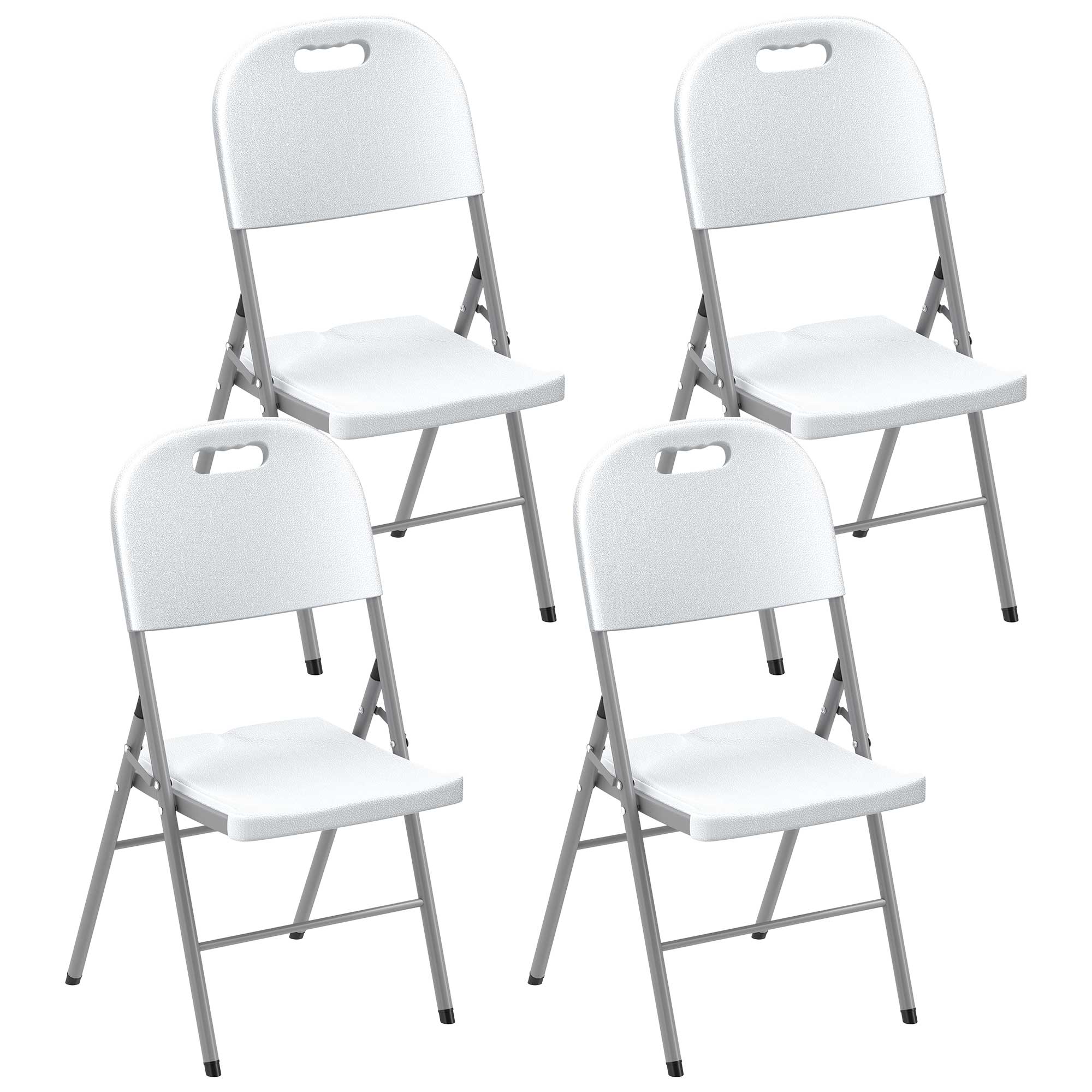 Outdoor Chairs, Set of Four Foldable - White