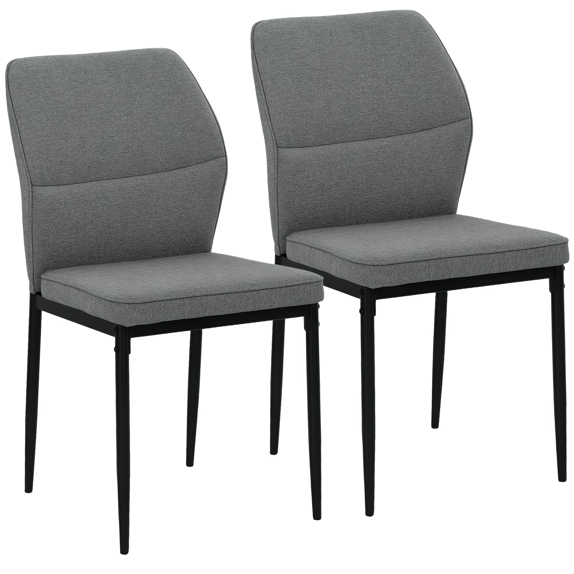 Velvet Dining Chairs Set of 2, Metal Legs Curved Back Padded Seat, Grey