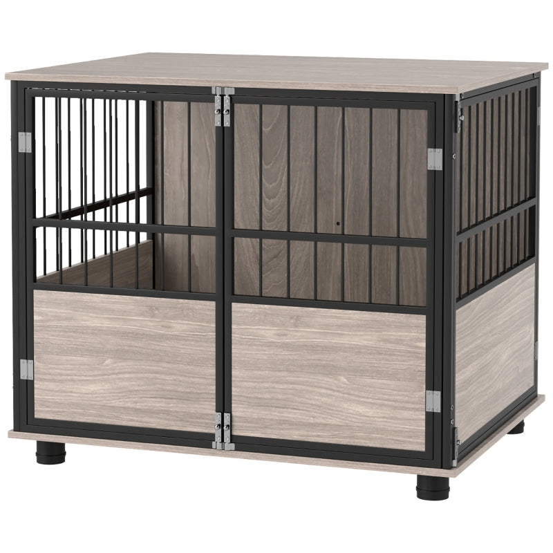 Furniture Style Dog Crate End Table Indoor 3 Doors, Soft Washable Cushion, 80cm