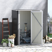 Metal Garden Storage Shed 5ft x 3ft, Outdoor Tool Shed Sloped Roof Lockable Door, Grey