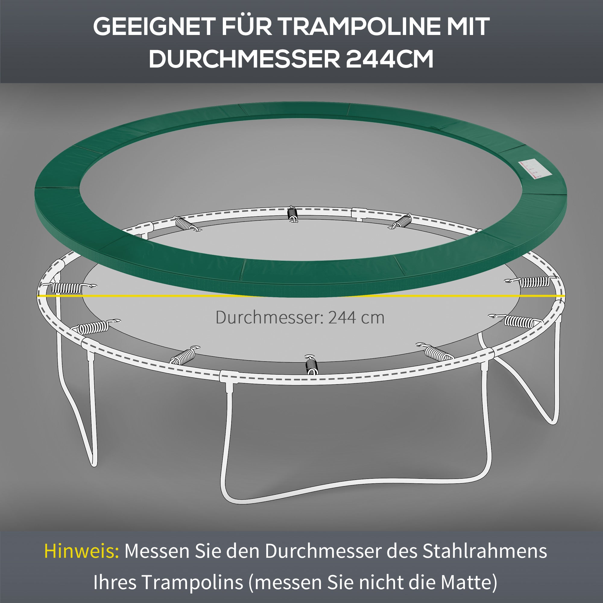 Edge Cover Trampoline Ø 244 cm Weather-Resistant, Green PVC PE