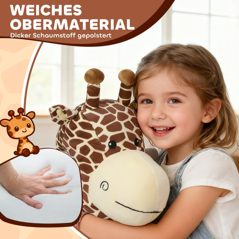 Giraffe Ride-On Toy with Music and Washable Cover, Brown
