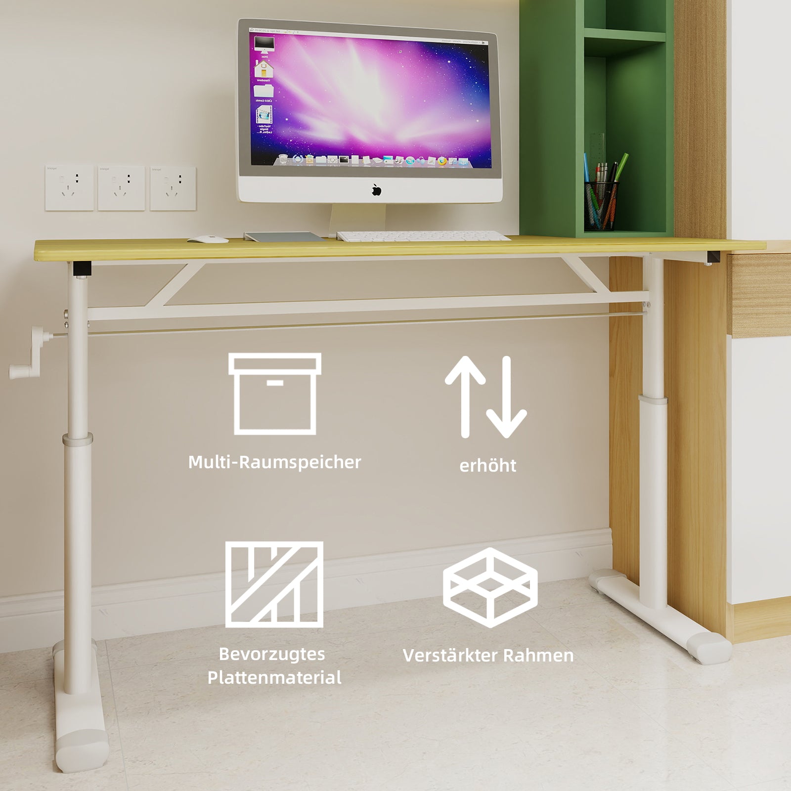 Adjustable Study Desk, Height-Adjustable Multi-Purpose Home/Office, Compact Design