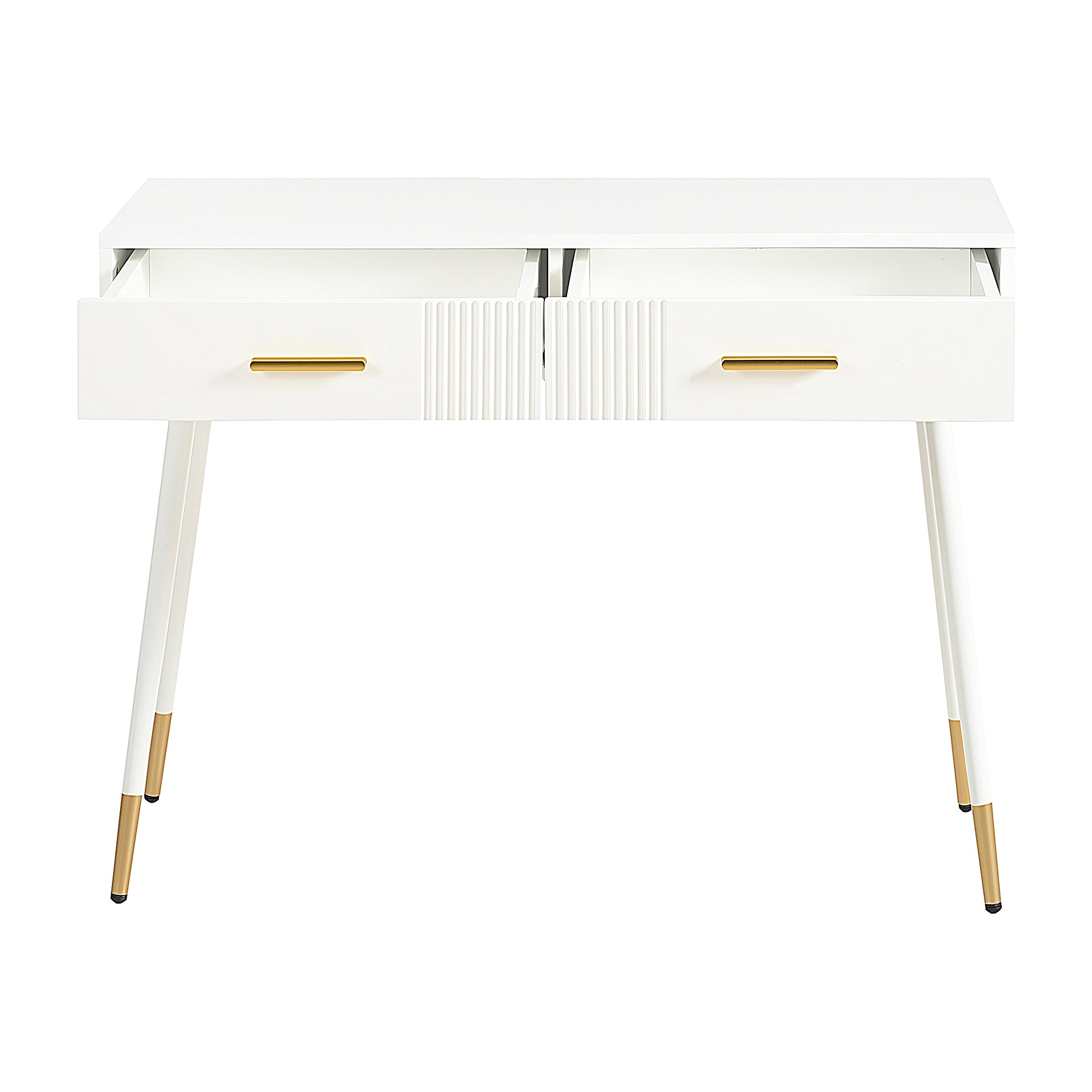 Dressing Table with 2 Drawers, Metal Feet, White