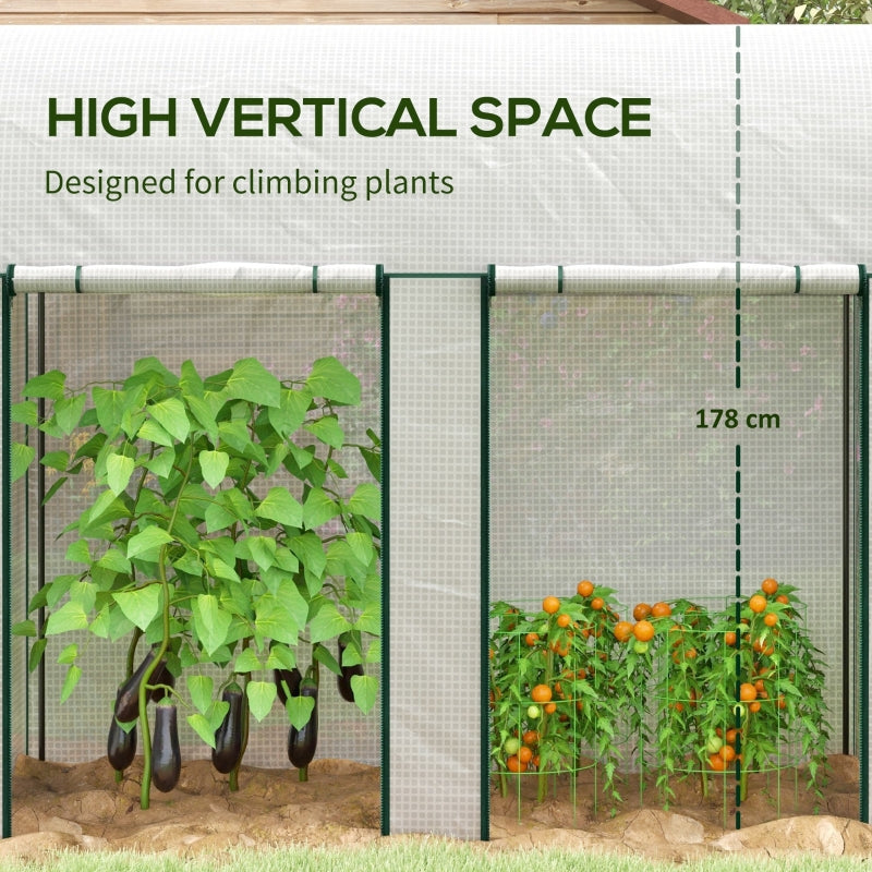 200 x 100cm Walk-In Greenhouse with Zipped Doors, White