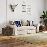 Bedside Tables, Modern Set of 2 with 2 Drawers and Steel Hairpin Legs, Brown Wood Grain