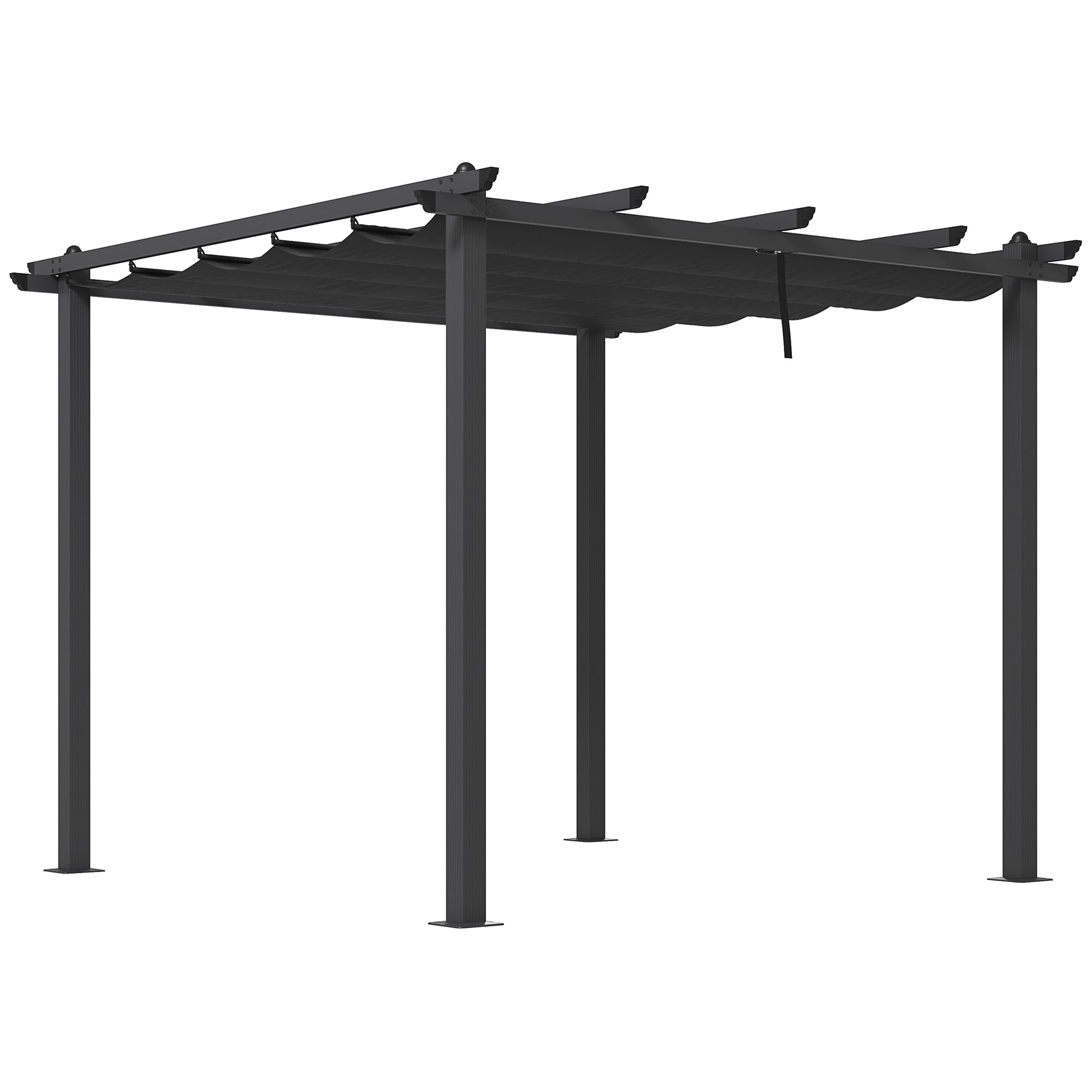 Pergola with Retractable Roof, 3x3m Aluminium, Dark Grey