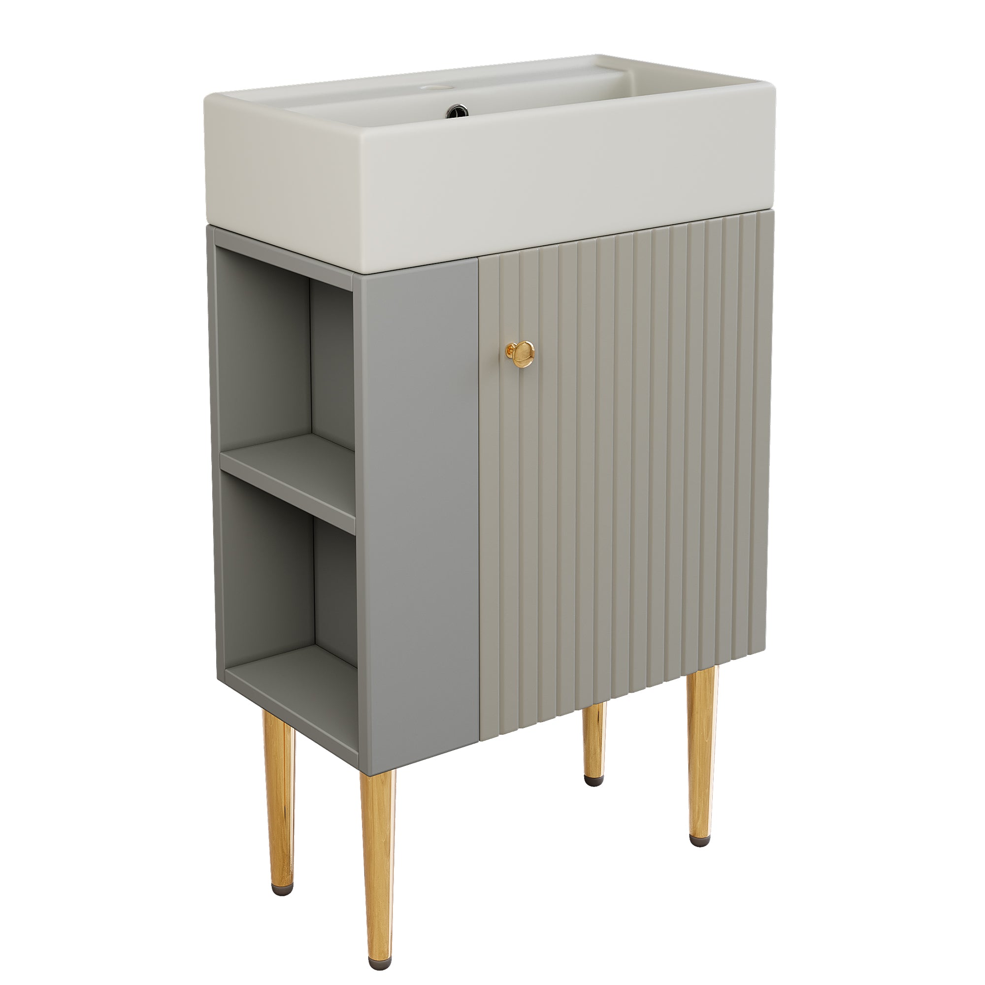 Bathroom Furniture Washbasin with Vanity Unit, 55 cm, Small Guest, Light Grey