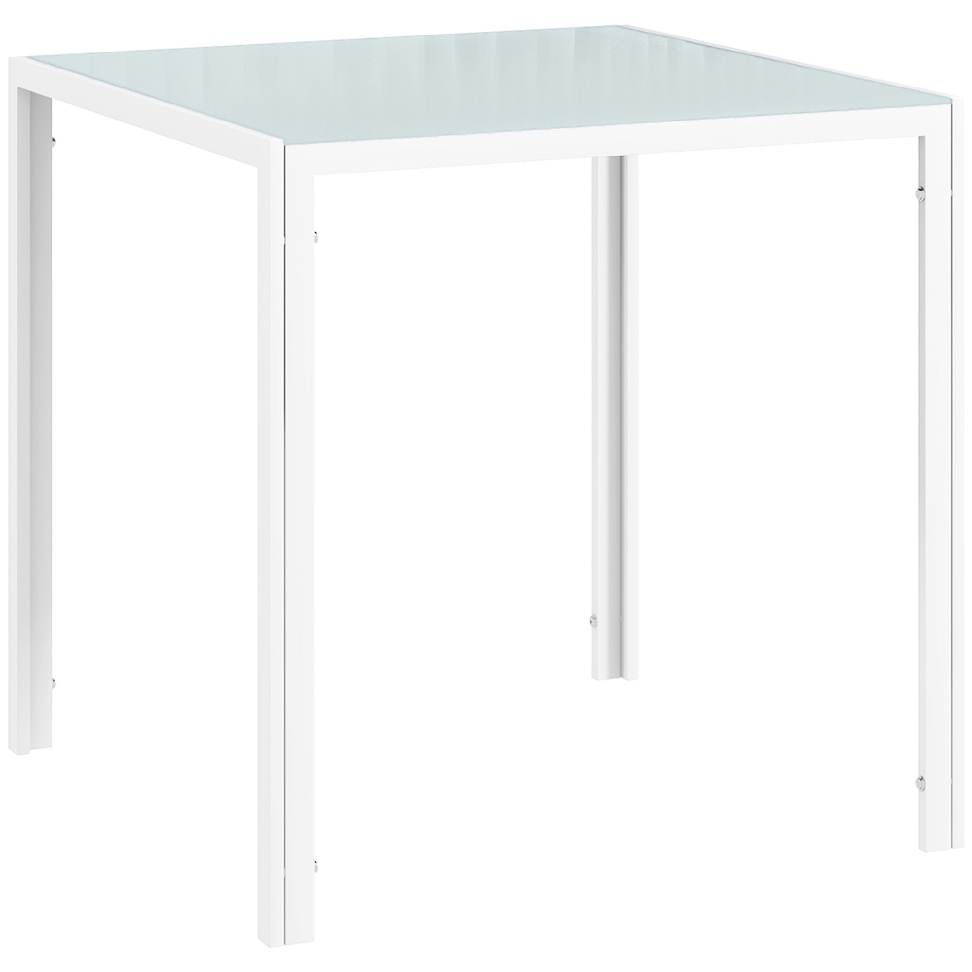 Square Dining Table 4 People Tempered Glass, White