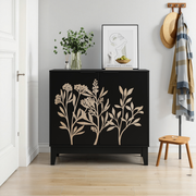 Vintage Buffet Cabinet, 80cm, 2 Doors, Adjustable Shelves, Carved Wood