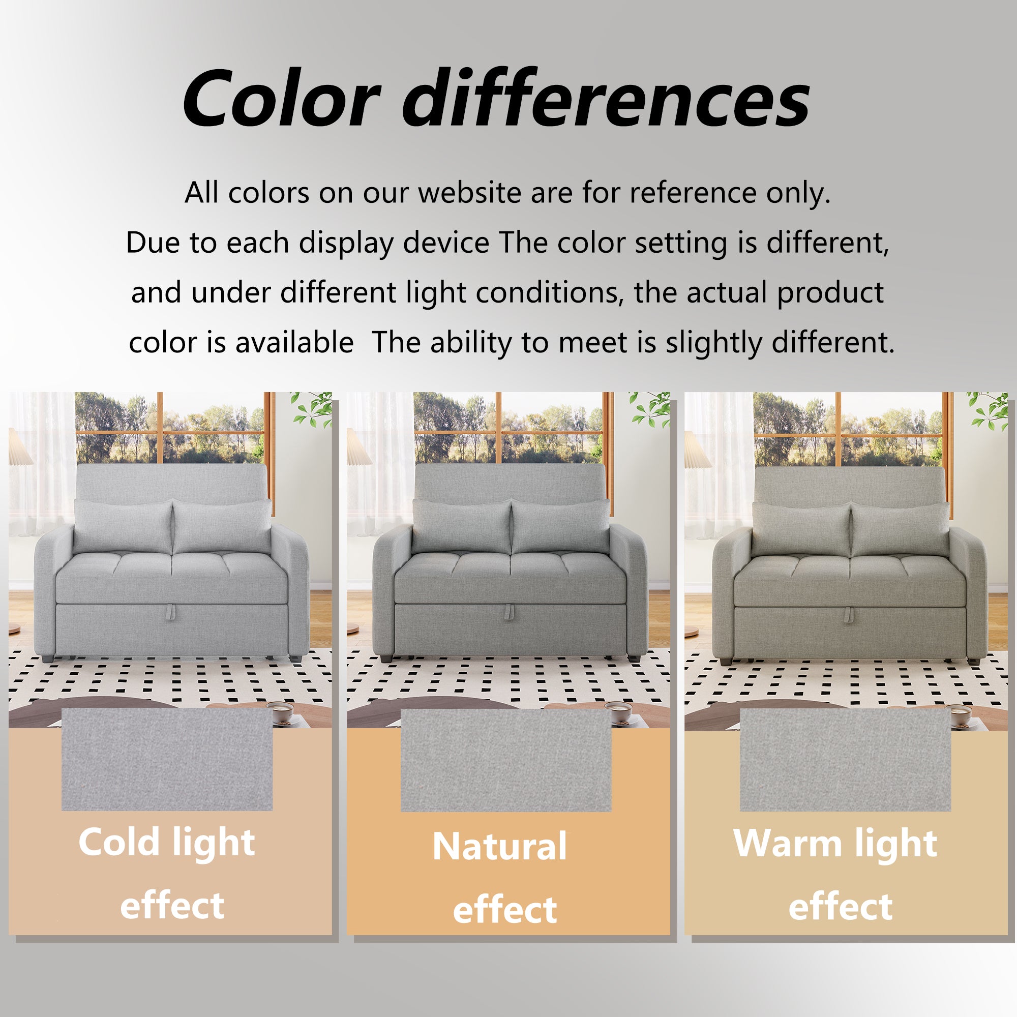 Multifunctional Folding Sofa Bed, Adjustable Backrest 180 x 127 cm Daybed, Dark Grey Linen