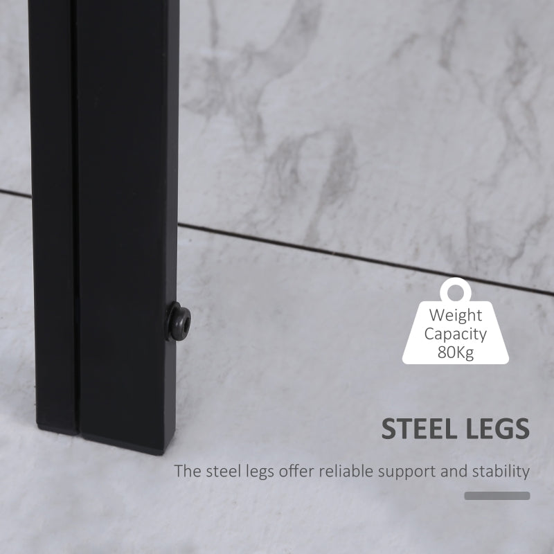 Modern Rectangular Dining Table for 4 People, Tempered Glass Top and Metal Legs