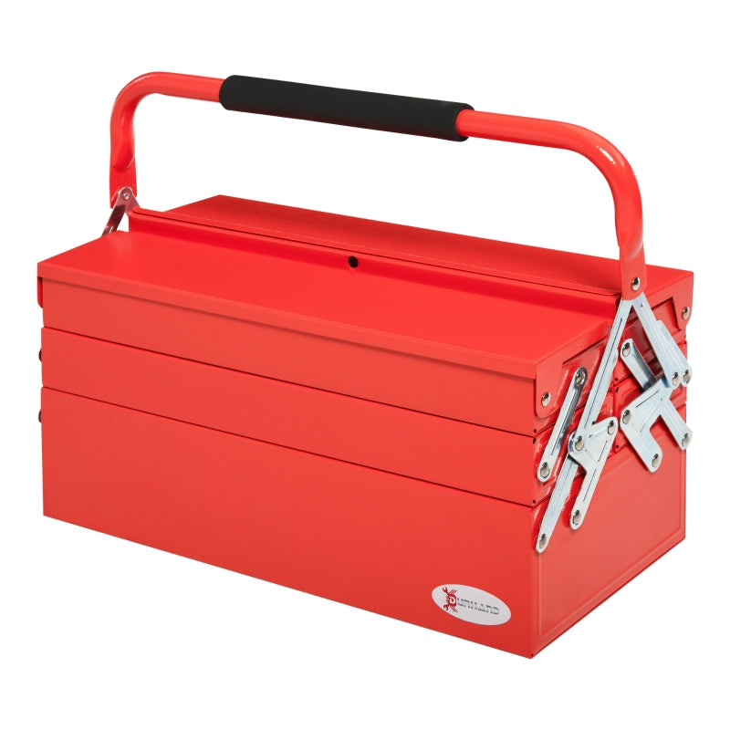 DURHAND tool case, space-saving 5 compartments, foldable, sturdy steel, red