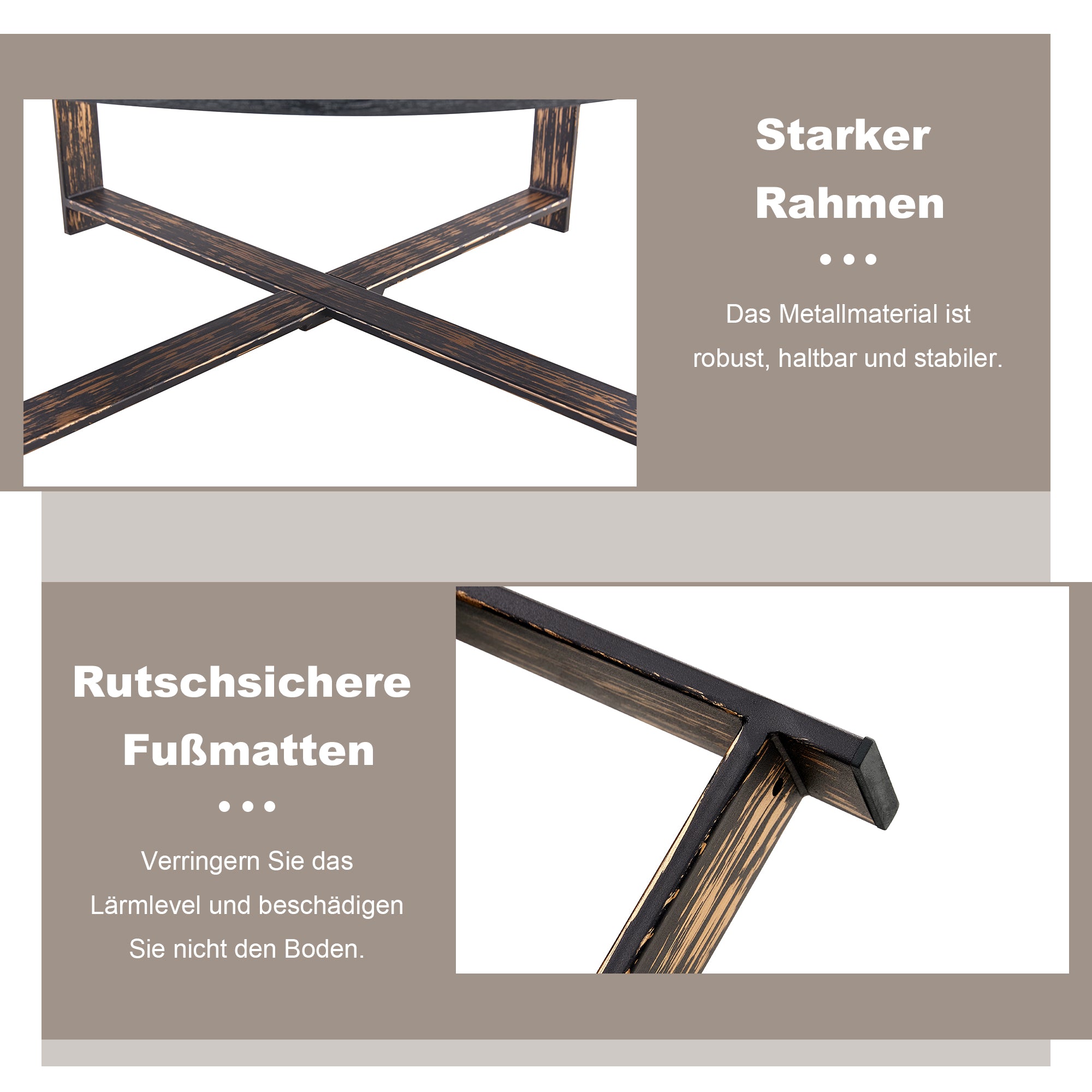 Side Table, Round Ø 68 cm, Metal Cross-legged, Black