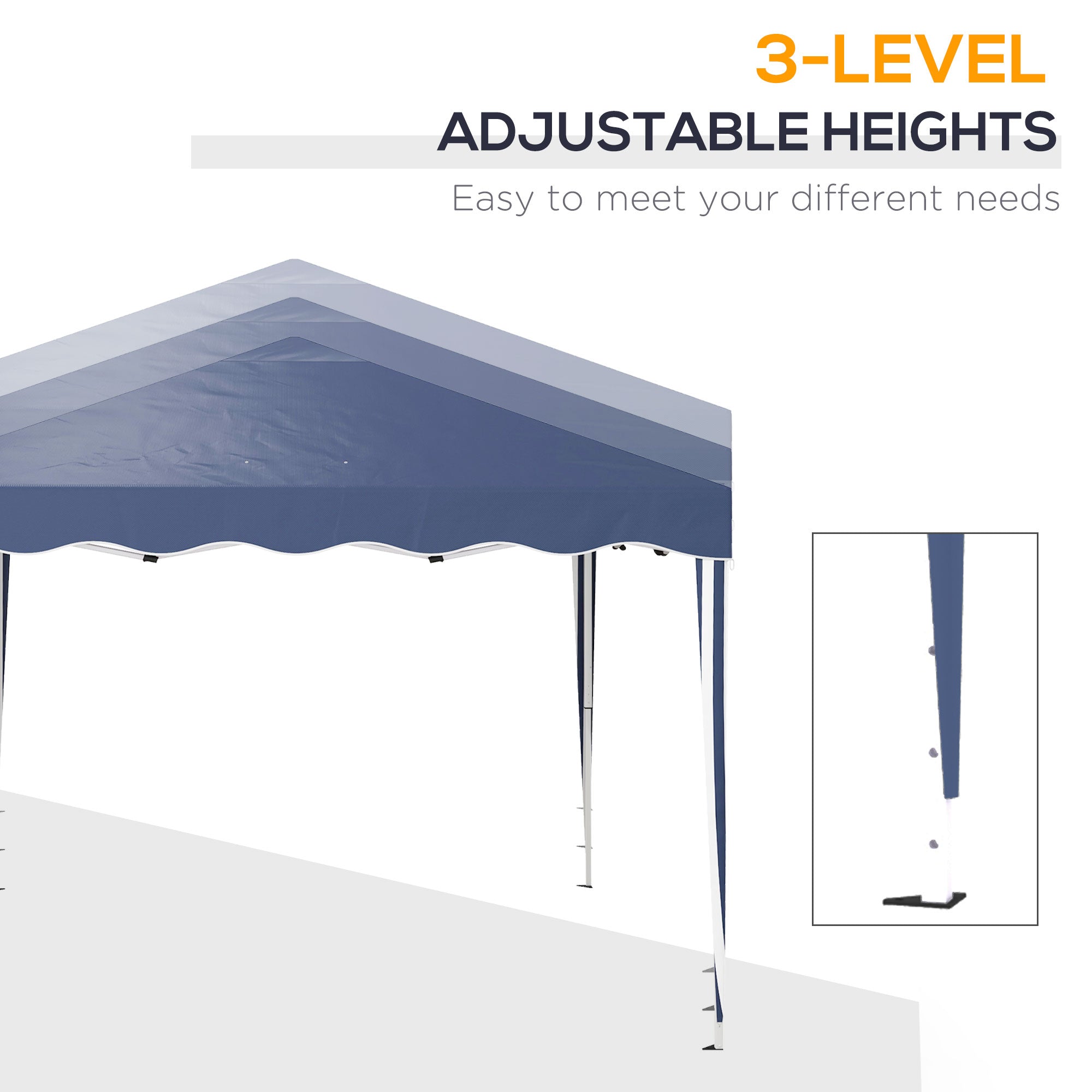 3 x 3cm Pop-Up Gazebo Adjustable Height with Bag, Blue