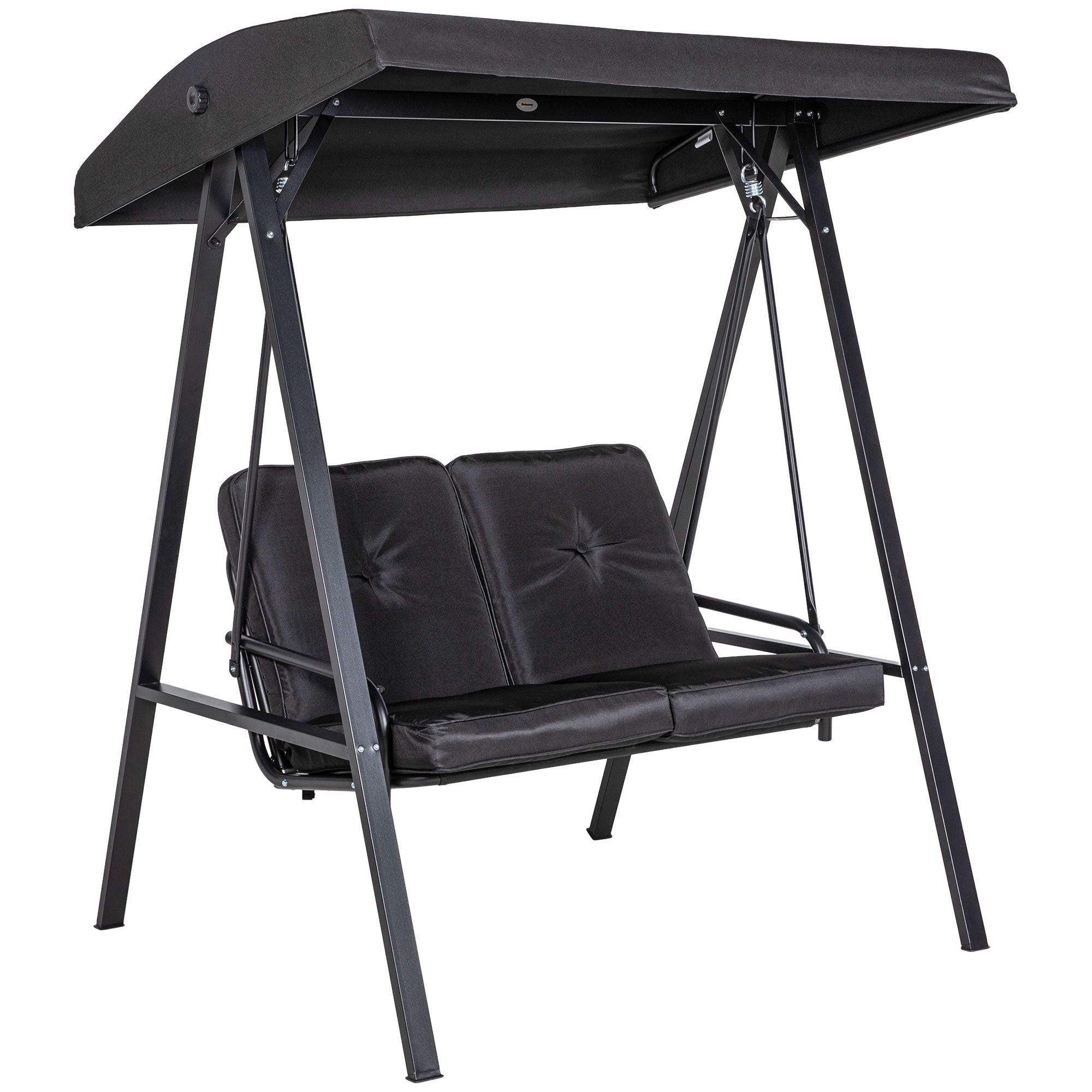 Hollywood Swing 2-Seater Garden Swing Adjustable Canopy 220kg Load Capacity, Black