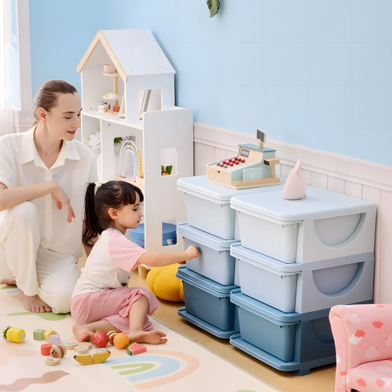 Kids Storage Unit Six Drawers 3-Tier Blue