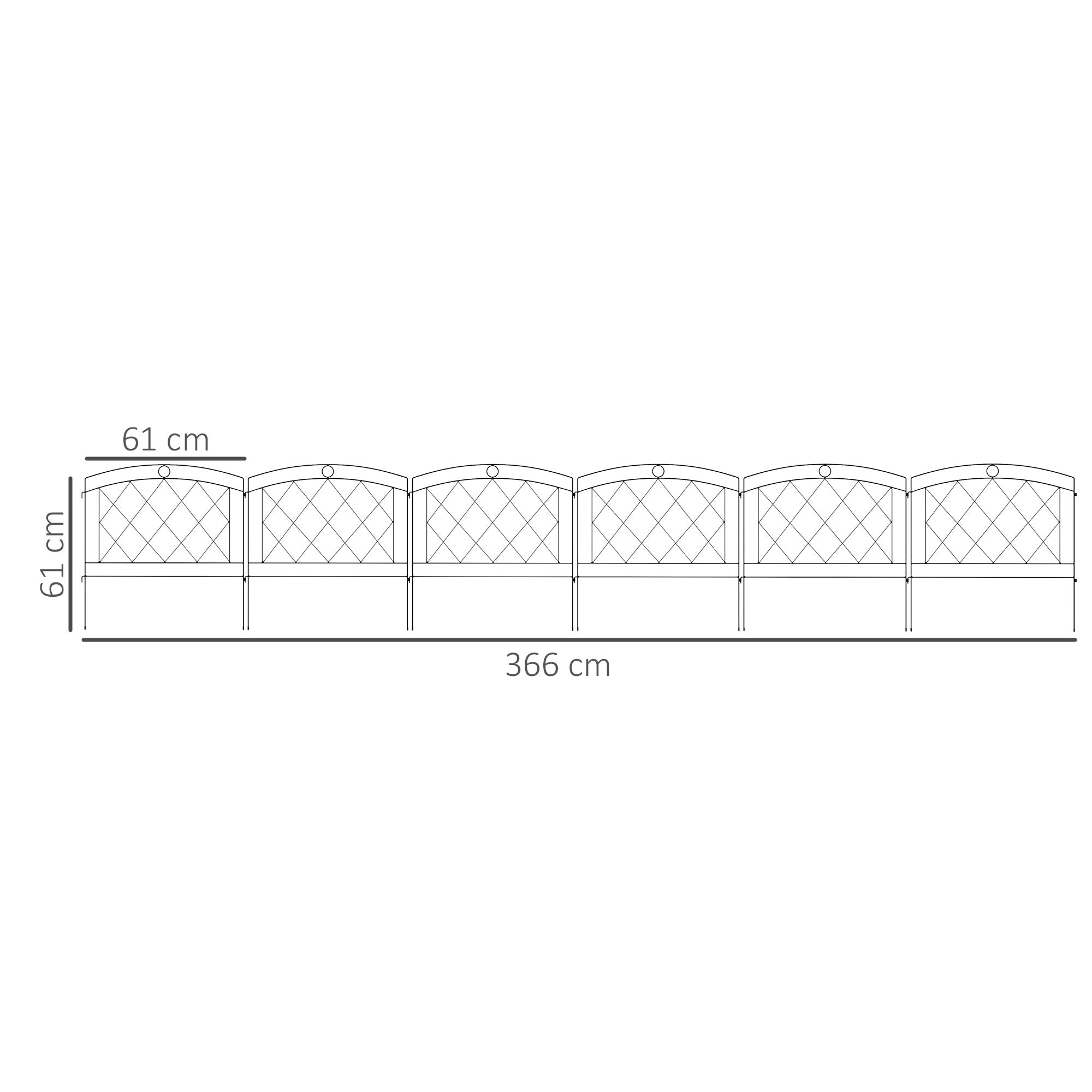 Metal Decorative Outdoor Picket Fence Panels Set of 6, Black