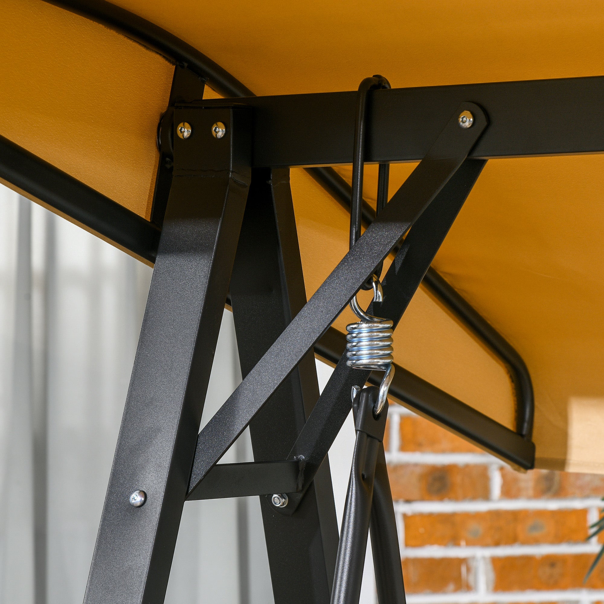 Outsuuny Hollywood Swing 3-Seater Adjustable Sunshade 220kg Load Capacity, Beige