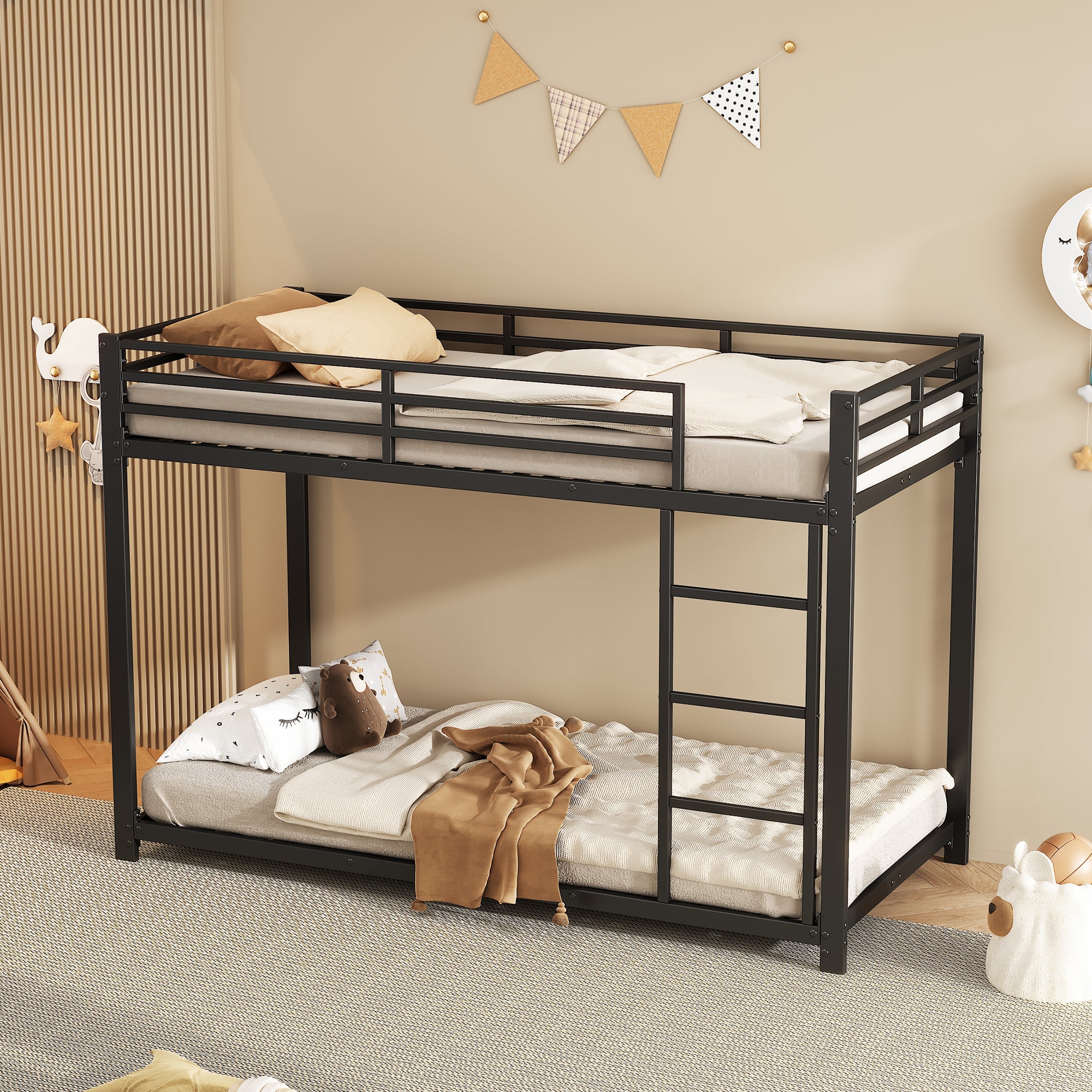 Bunk Bed 90x200 Classic Iron Frame - Black
