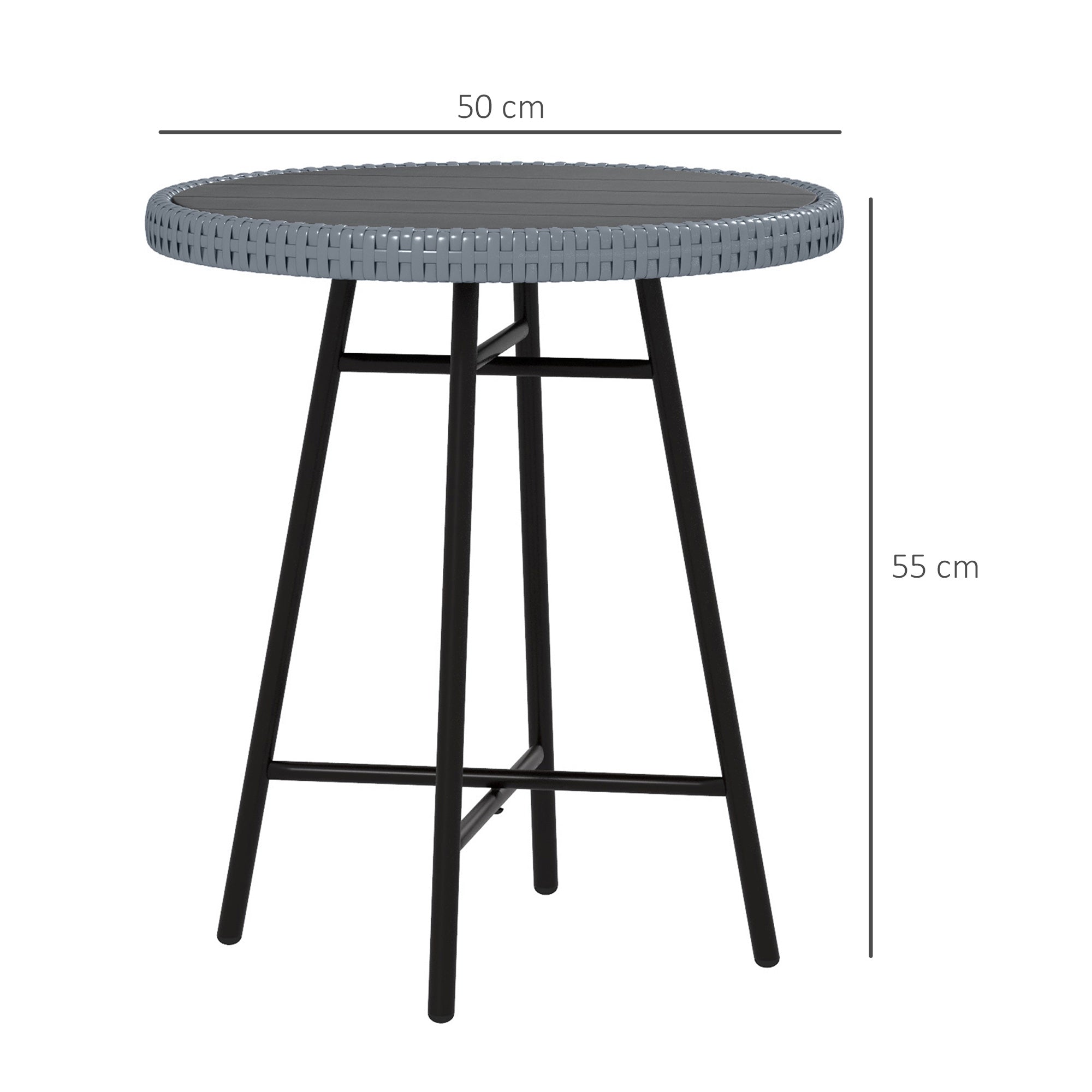 Rattan Side Table Outdoor Border Grey