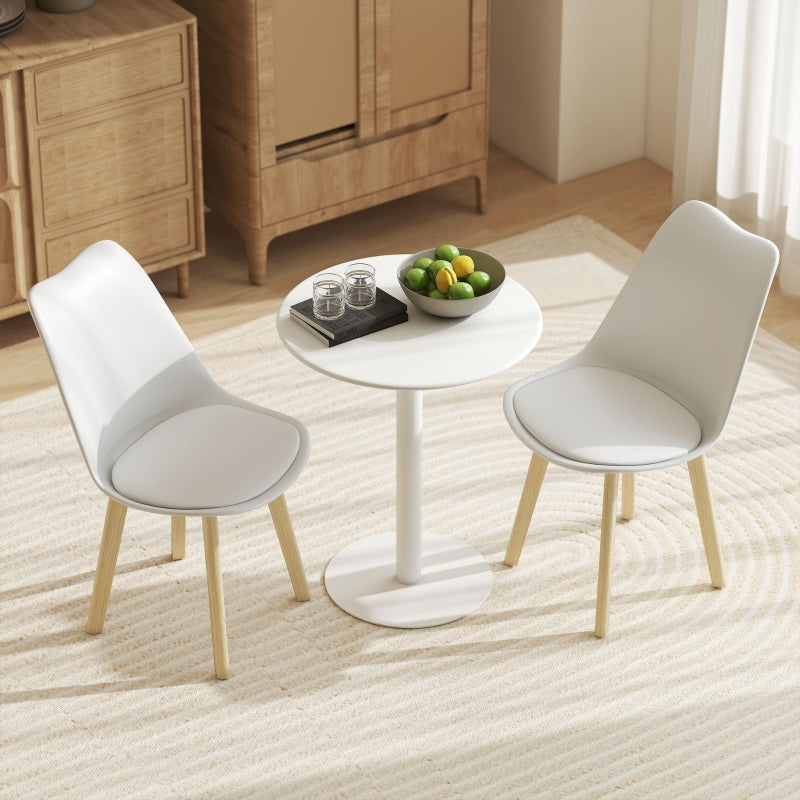 Dining Table Round for 2 People Modern Steel White