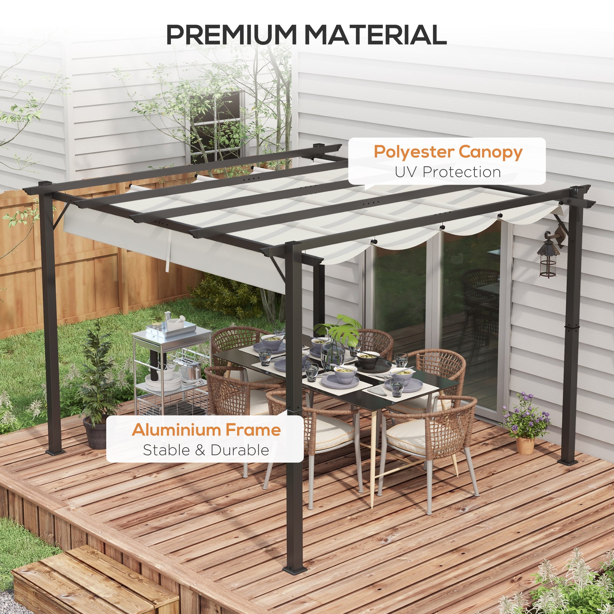 Aluminium Pergola Canopy Gazebo 3 x 3(m) Outdoor Garden Sun Shade Shelter - Light Grey