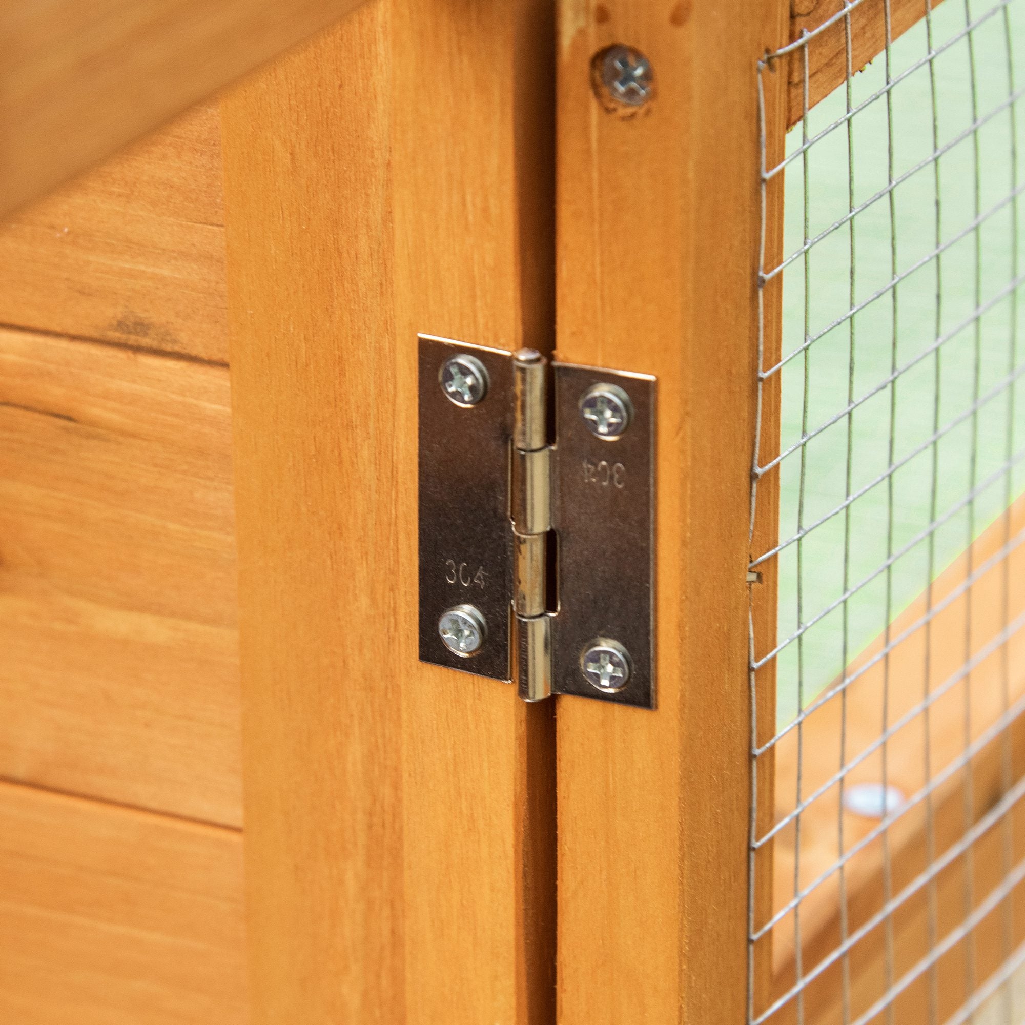 Rabbit Hutch, Removable Tray, Ramp, Fir Wood, Orange