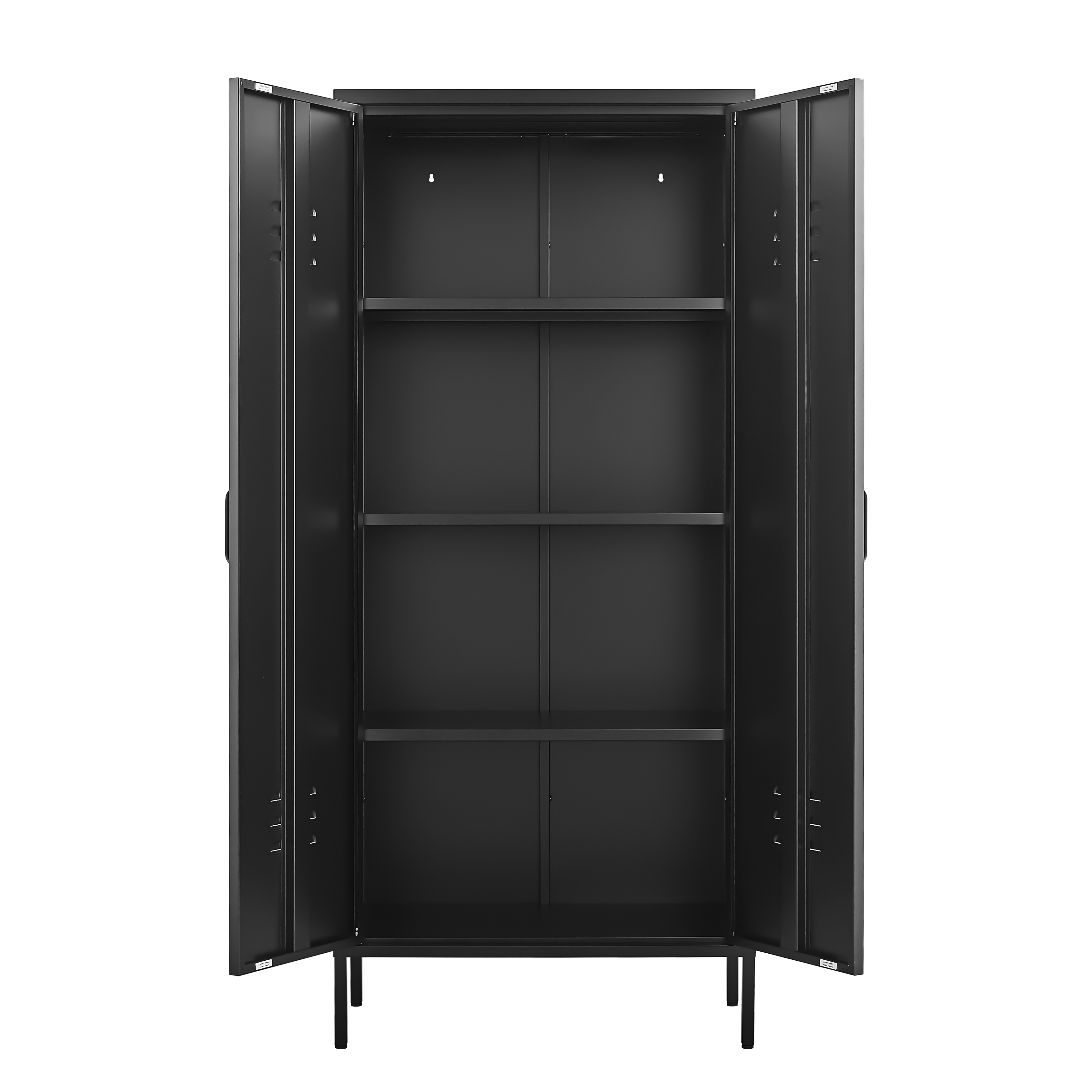 Metal Storage Cabinet with Doors and Adjustable Shelves, Black Metal