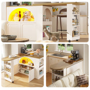 Extendable Bar Table Storage LED Curved Door Design - White