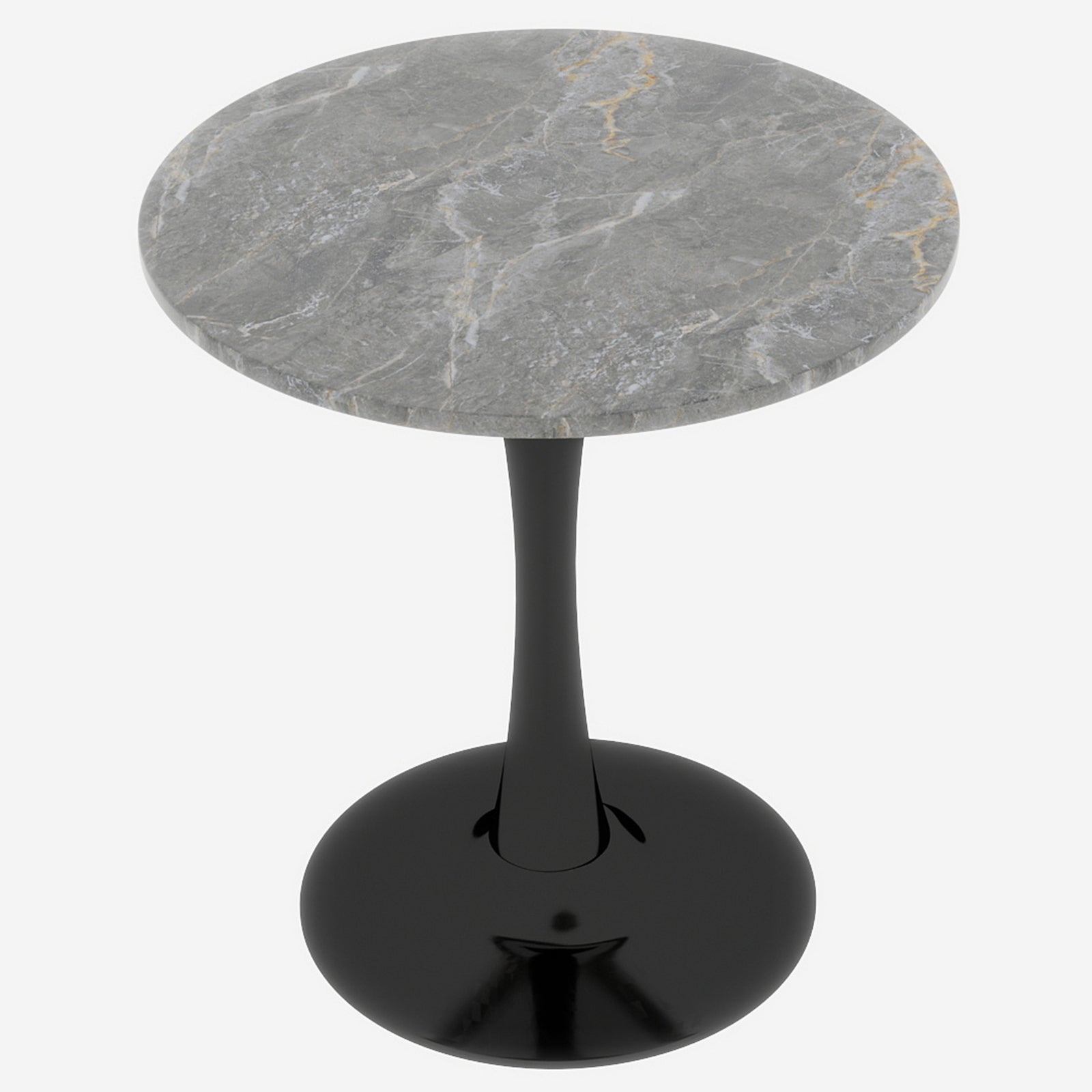 Coffee Table Mid-Century Modern 27.6" Round Marble - Black