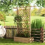 Wooden Trellis Planter Box, Raised Garden Bed for Vegetables and Flowers, Natural Tone