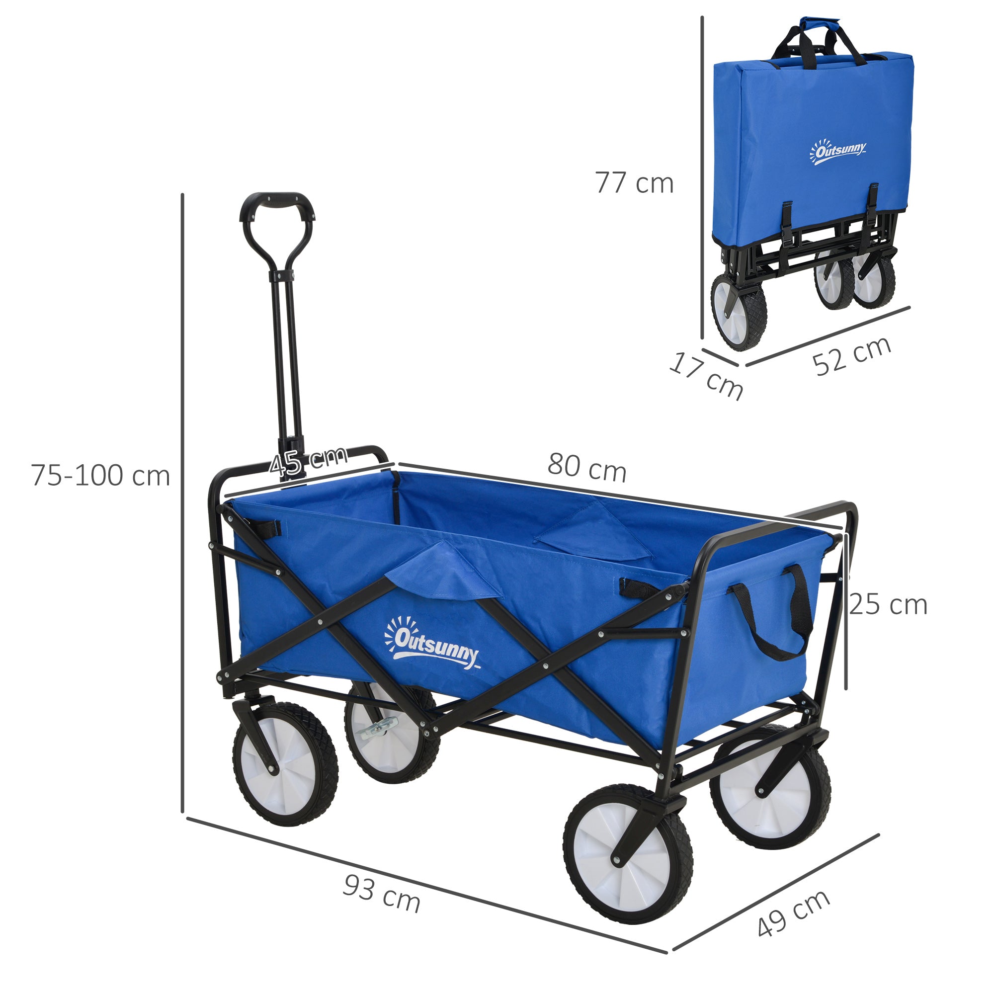 Handcart, Foldable 360° Garden Beach Transport Cart, Steel Frame Oxford