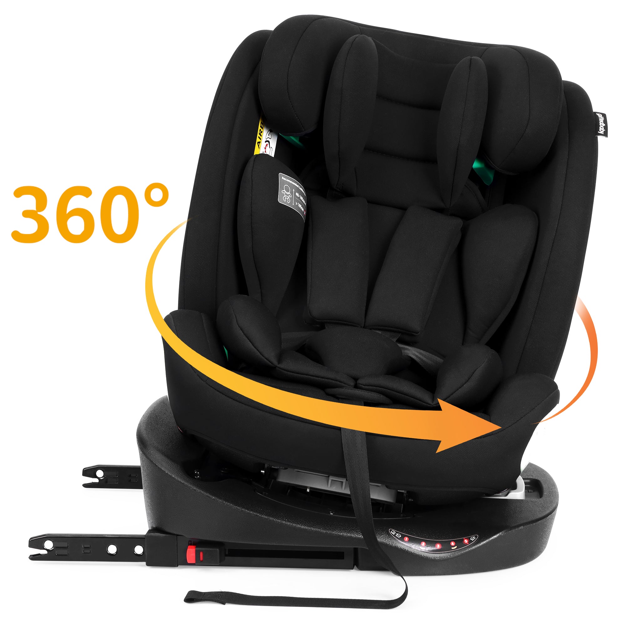 Child Car Seat 360° Rotating i-Size ISOFIX 40-150cm - Black