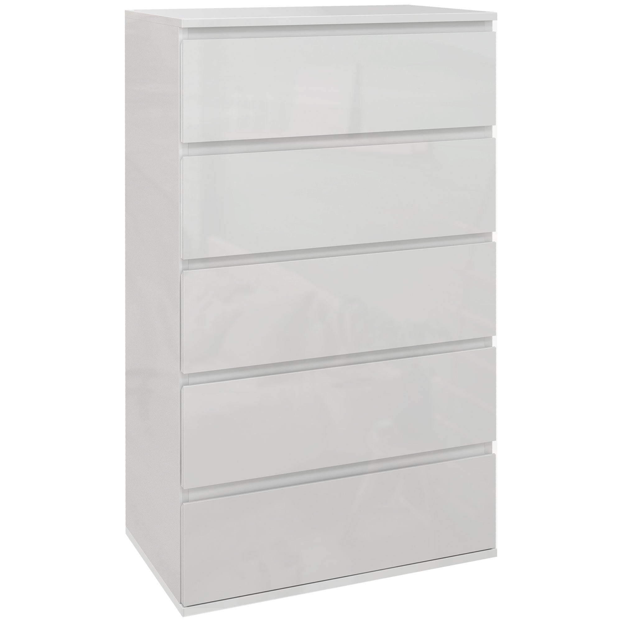 Dresser: Modern Storage Unit, 5-Drawer, High Gloss, White